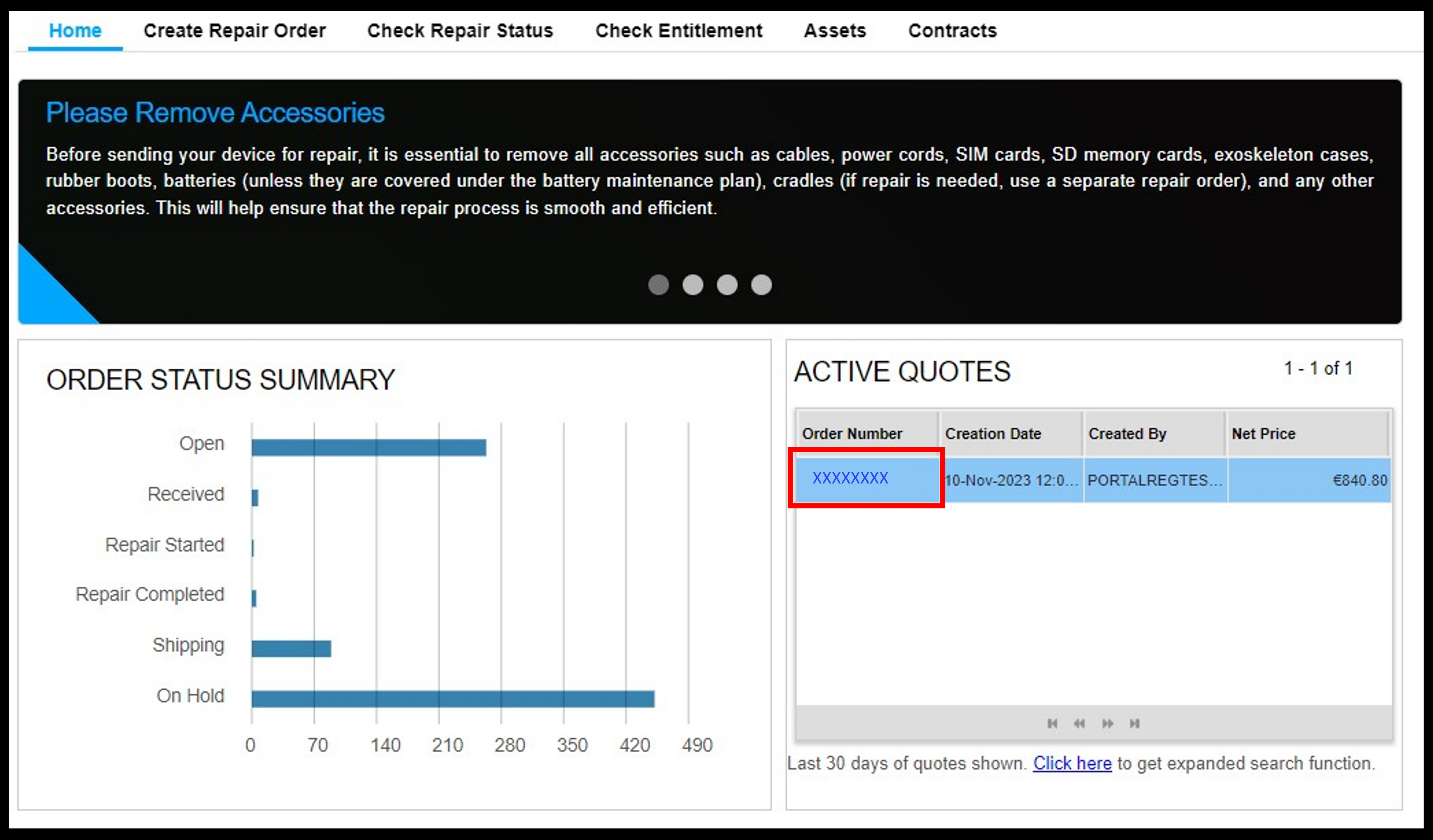 Manage a Quotation Screenshot 1