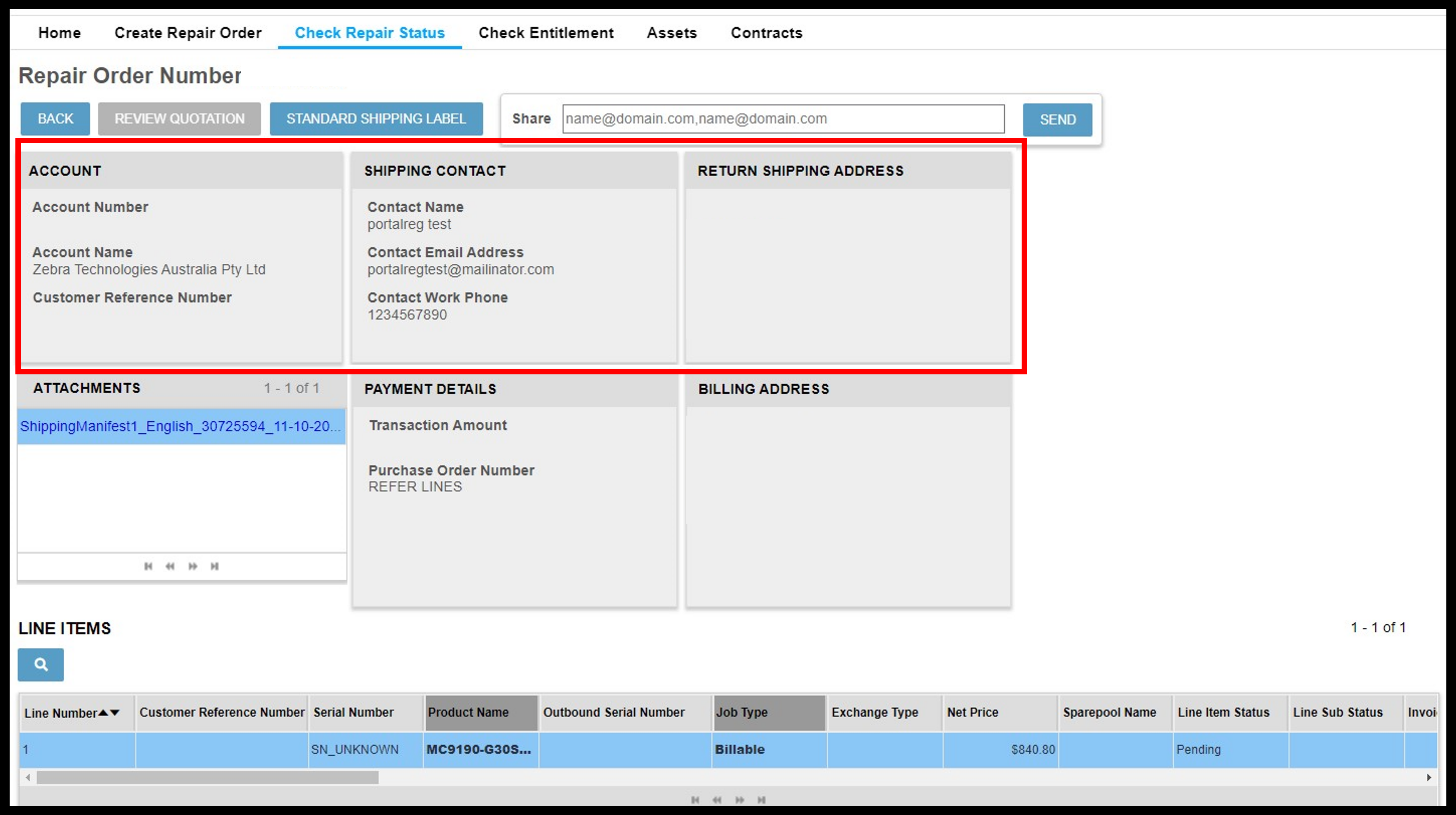 View Repair Details Screenshot 9