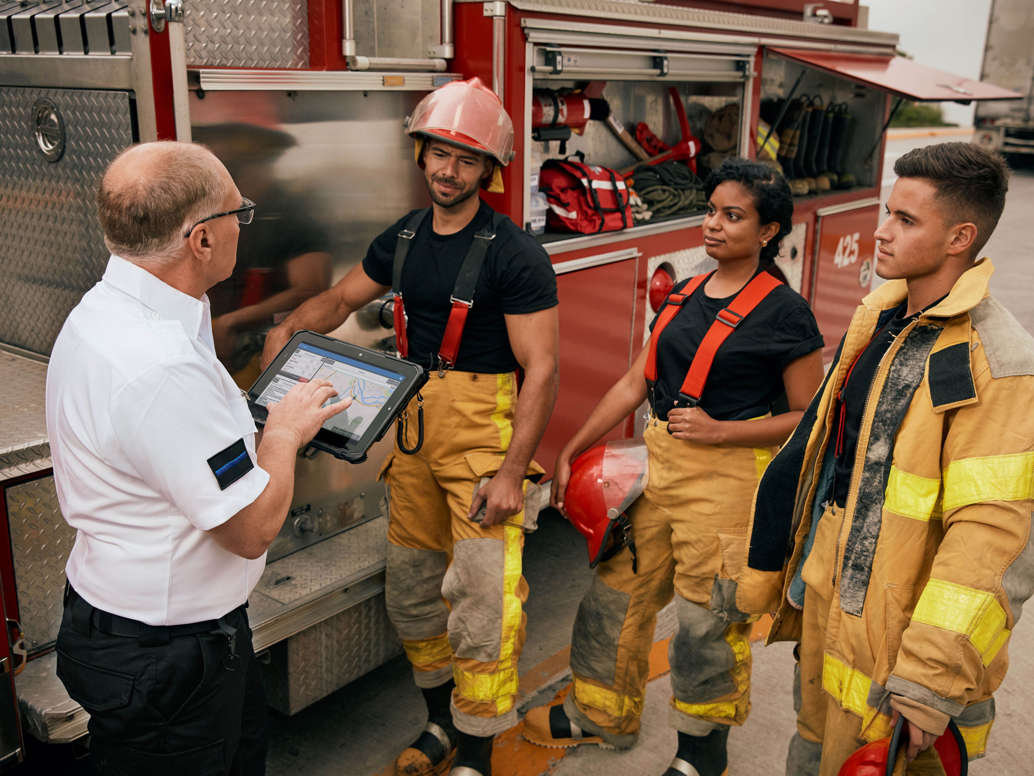 Firemen at workplace