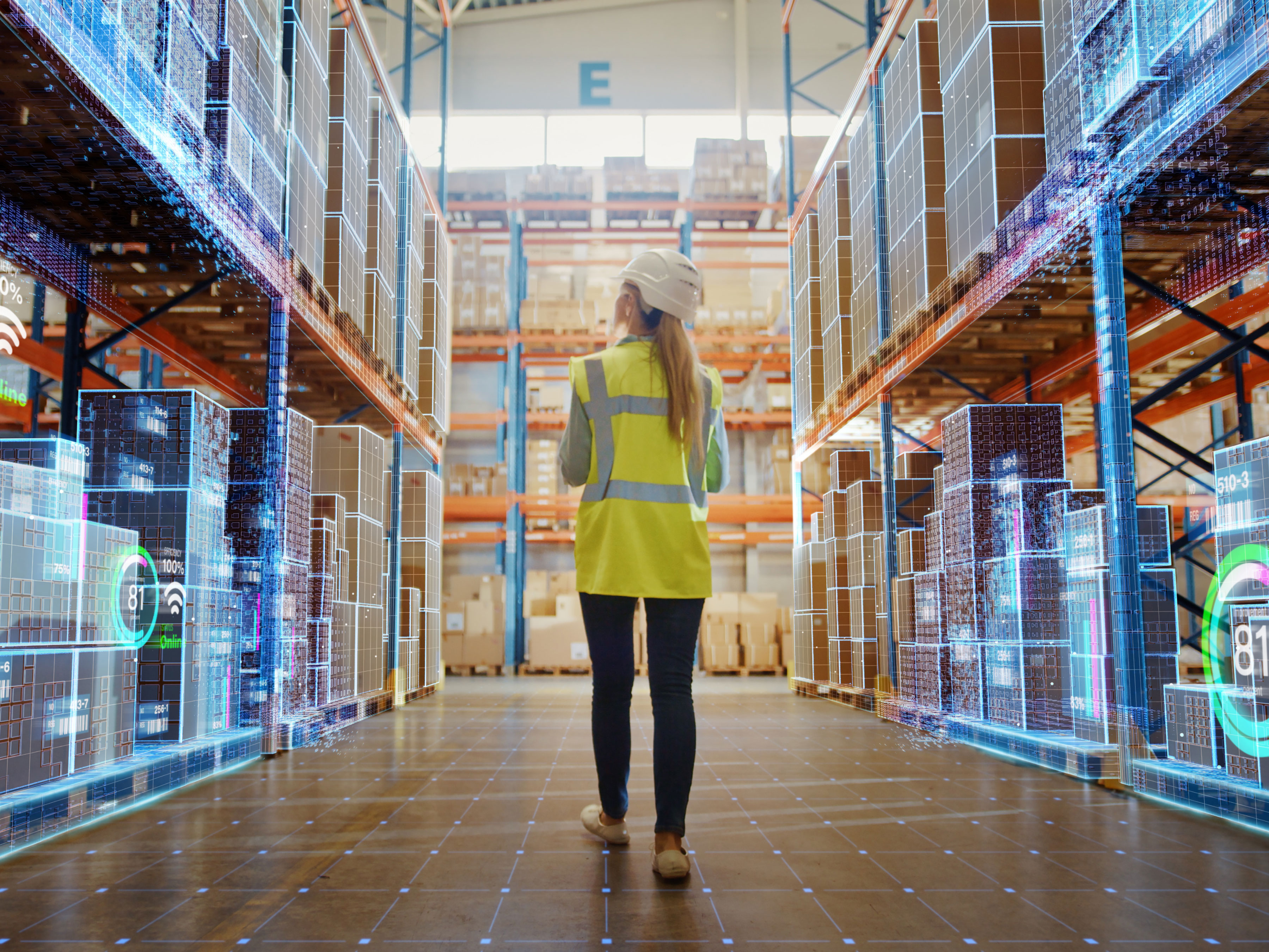 Woman in a warehouse