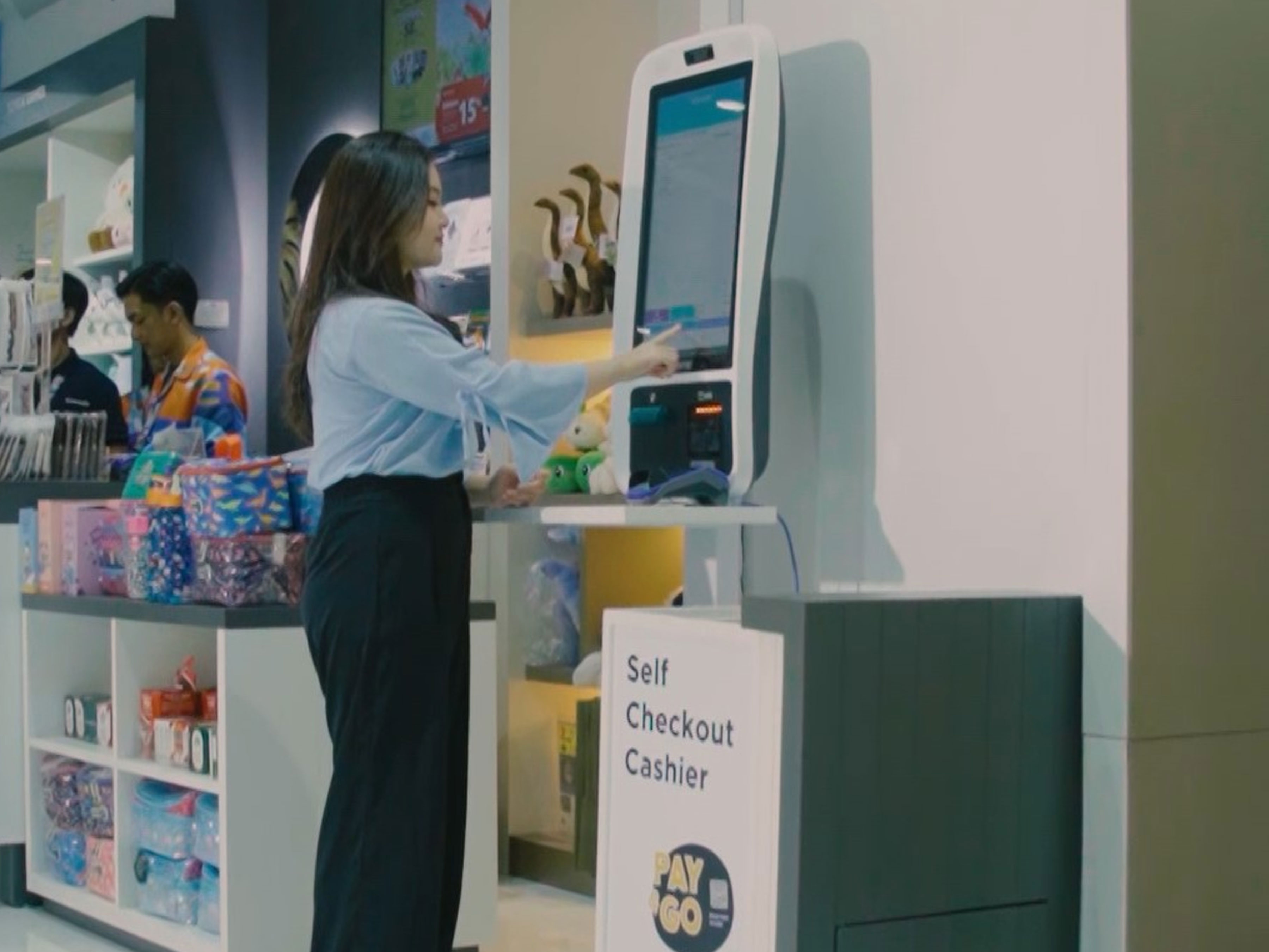 Self checkout cashier at Gramedia 