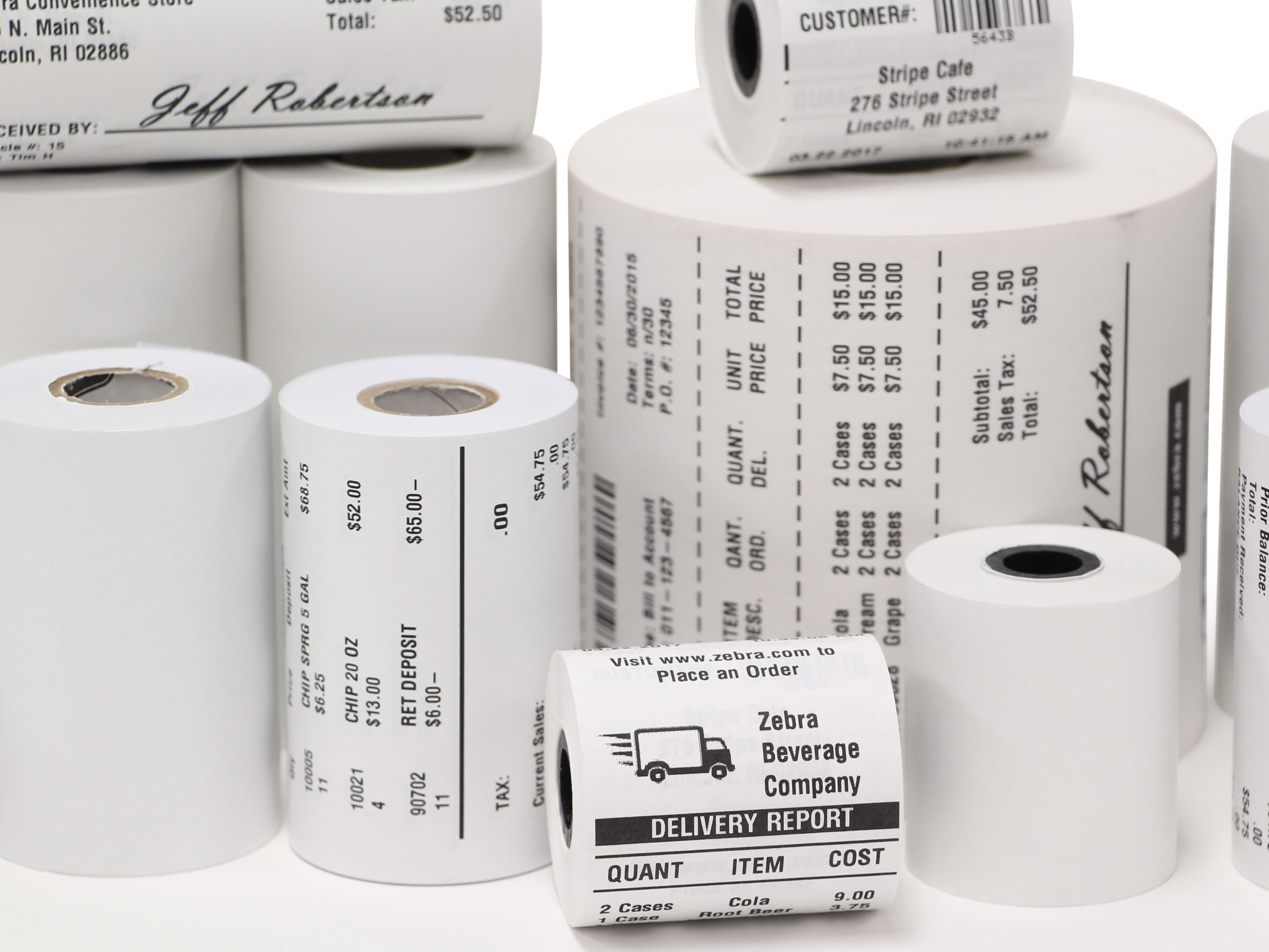 Front view of Zebra Receipt Paper Solutions